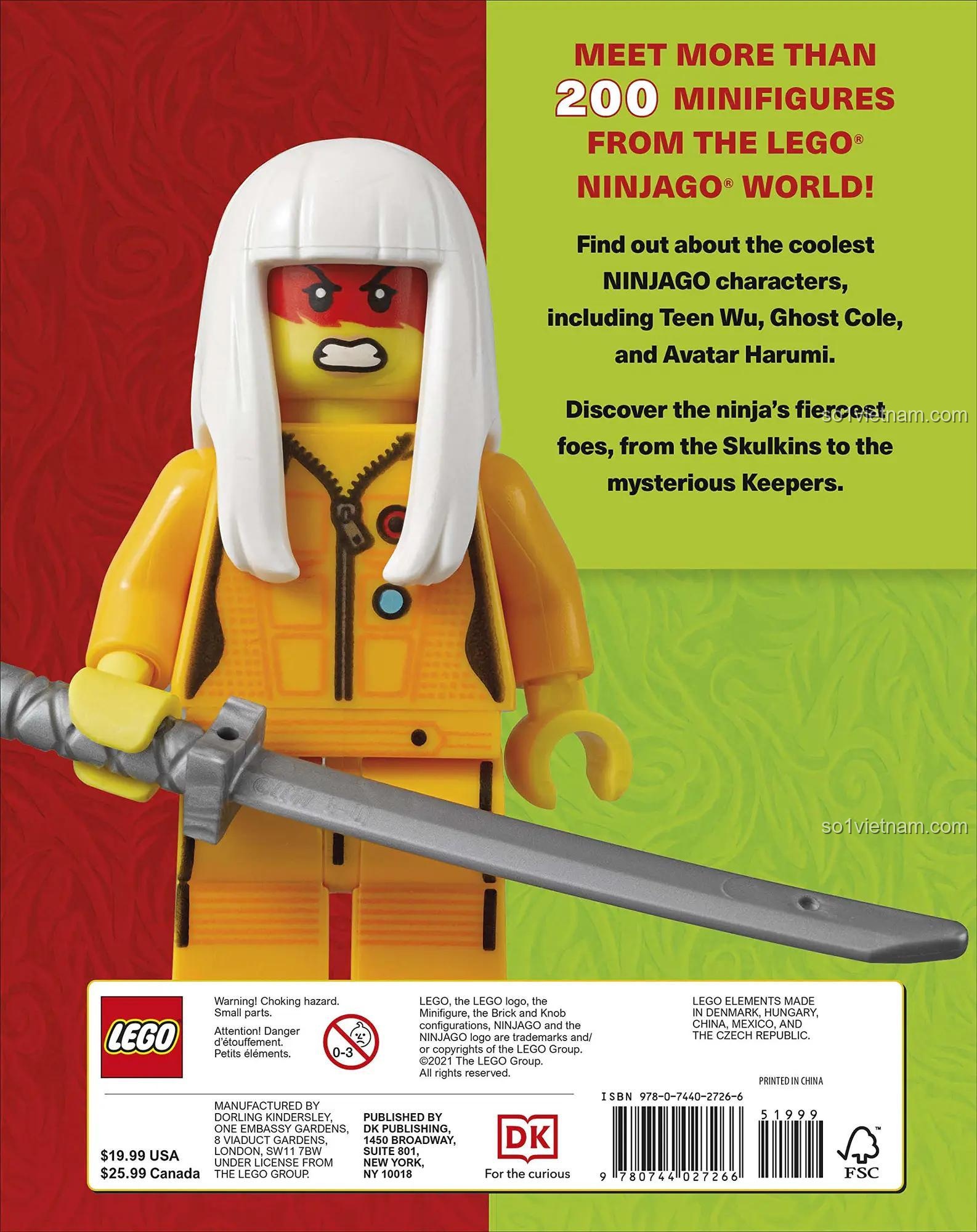 Bộ đồ chơi Sách LEGO NINJAGO DK ISBN9780744027266, khám phá hơn 200 nhân vật, món quà tiết kiệm cho bé trai 6 tuổi.