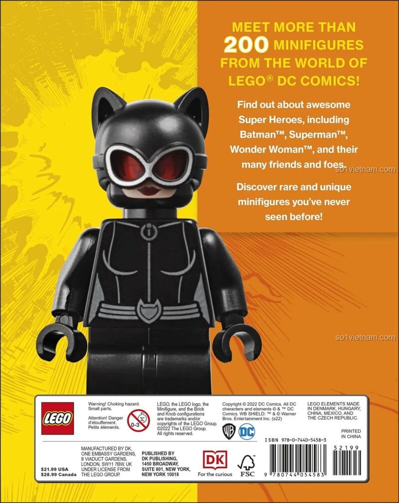 Sách Bách Khoa Toàn Thư Nhân Vật DC Comics DK ISBN9780744054583 với hơn 200 minifigure, dành cho bé trai 6 tuổi, giá rẻ.