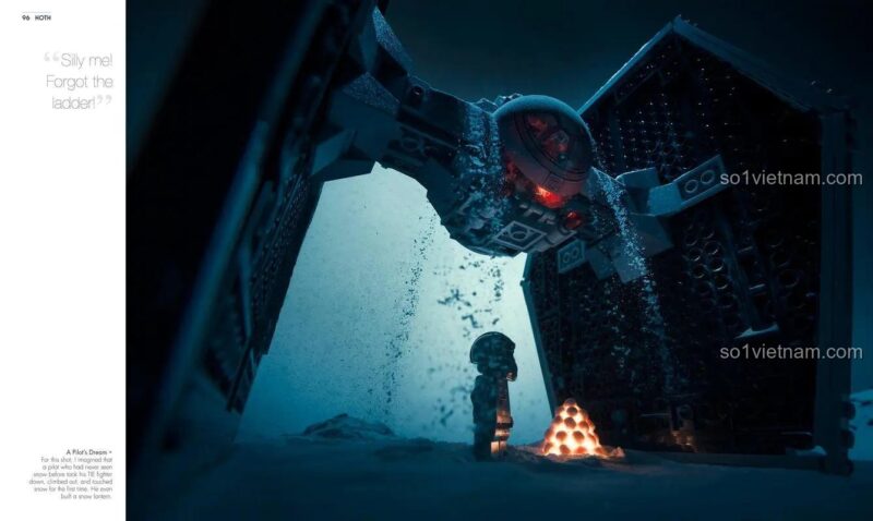sách ảnh Thế giới LEGO Star Wars qua ảnh DK cảnh TIE Fighter trong tuyết cho bé trai 10 tuổi