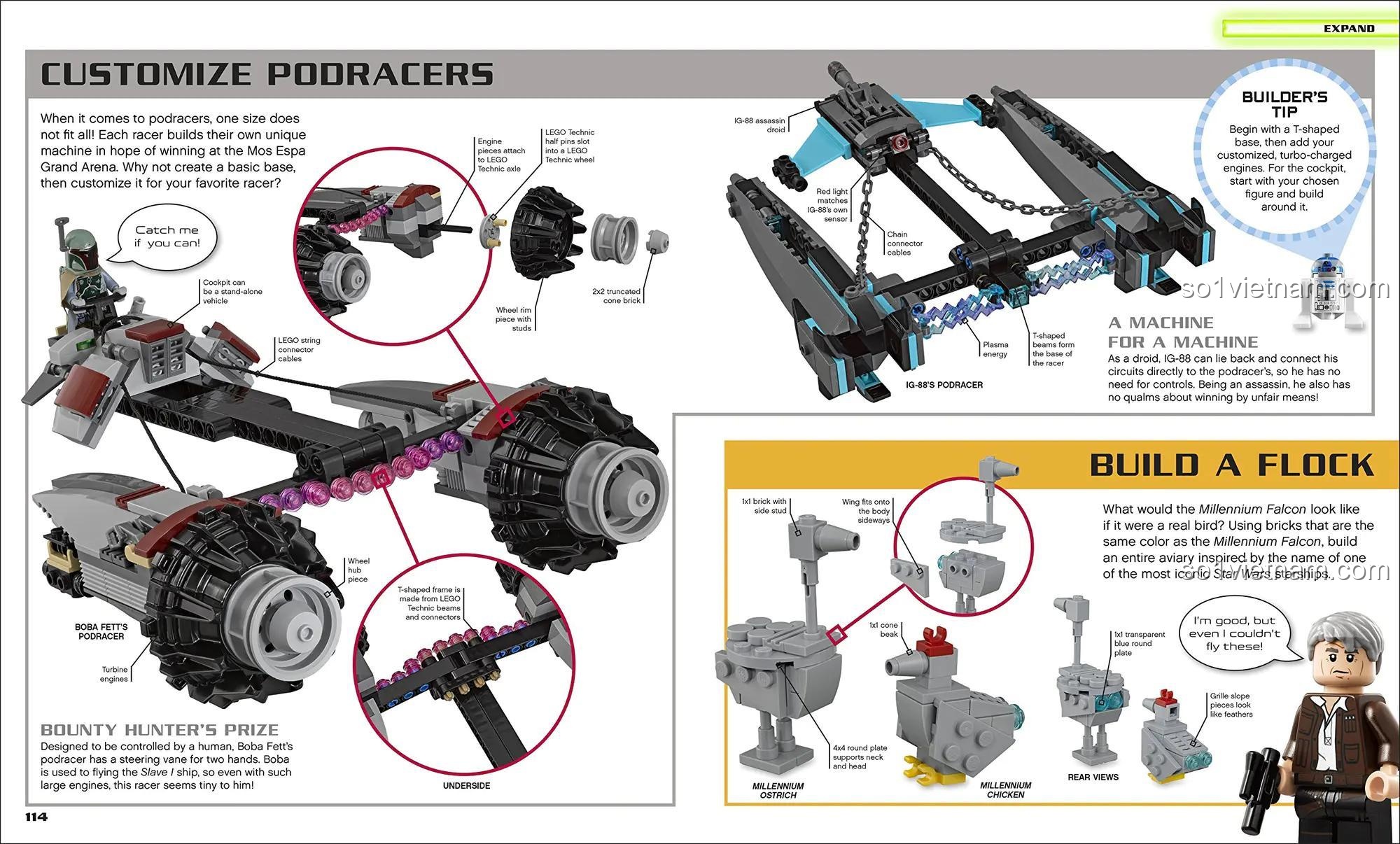 Sách ý tưởng Sách Star Wars, ý tưởng tùy chỉnh Podracers và xây dựng các sinh vật từ Star Wars, kích thích trí tưởng tượng cho trẻ 6 tuổi.