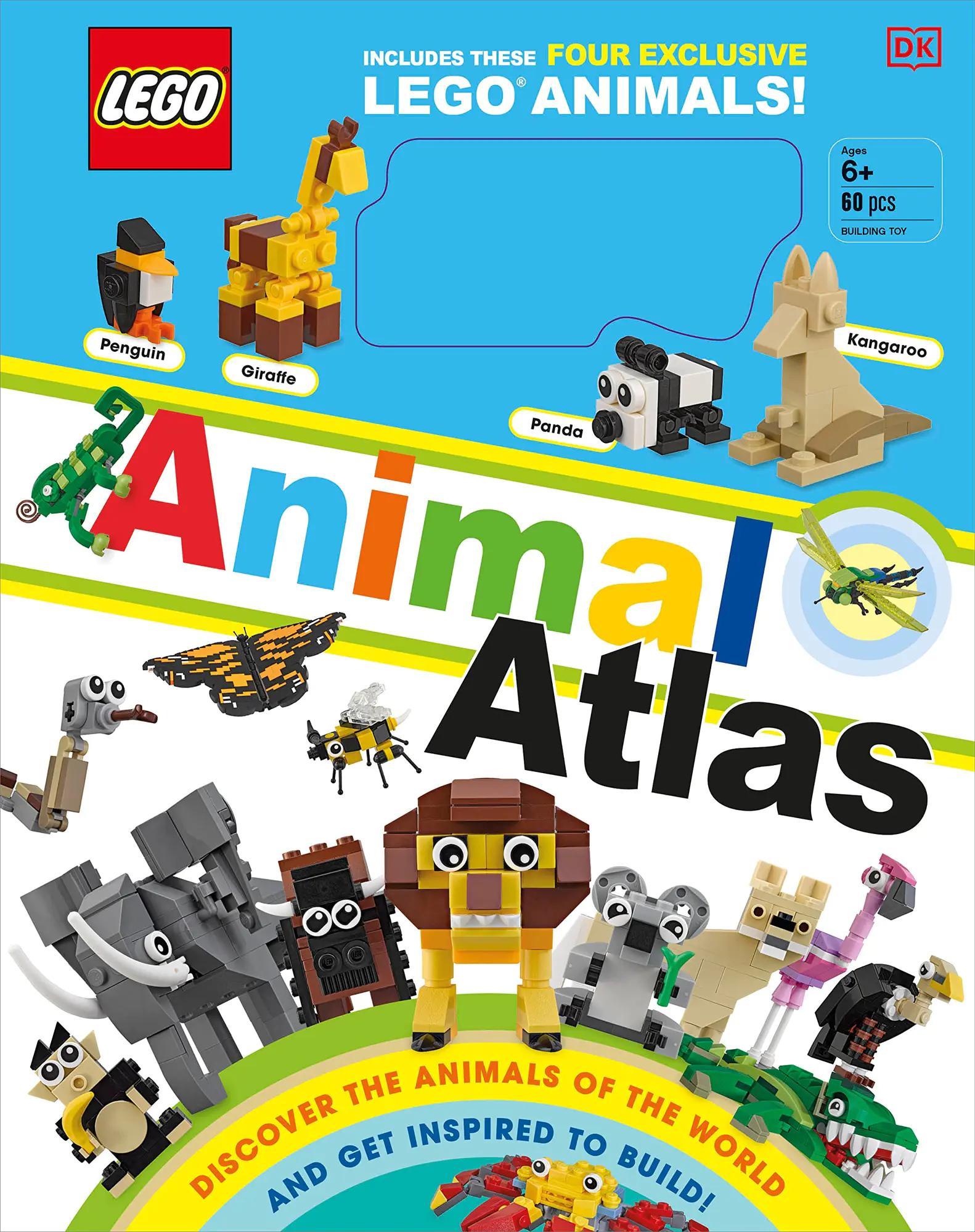 Sách LEGO Animal Atlas DK ISBN9781465470133 kèm 4 mô hình độc quyền, đồ chơi giáo dục cho bé trai bé gái 6 tuổi, giá tốt.