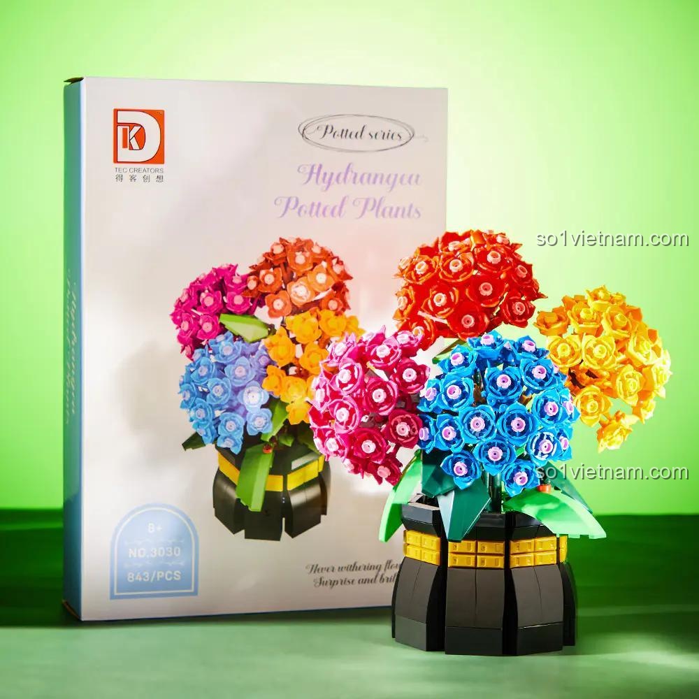 Hộp sản phẩm bộ lắp ghép DK TEC CREATORS 3030 Cây Hoa Cẩm Tú Cầu, đồ chơi xây dựng cho bé gái 8 tuổi, giá rẻ