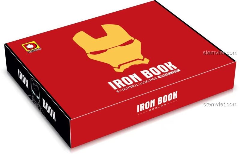 Hộp sản phẩm bộ đồ chơi DLP8801 Sách Minifigure Người Sắt Iron Book, 1226 mảnh ghép, phù hợp bé trai 6 tuổi
