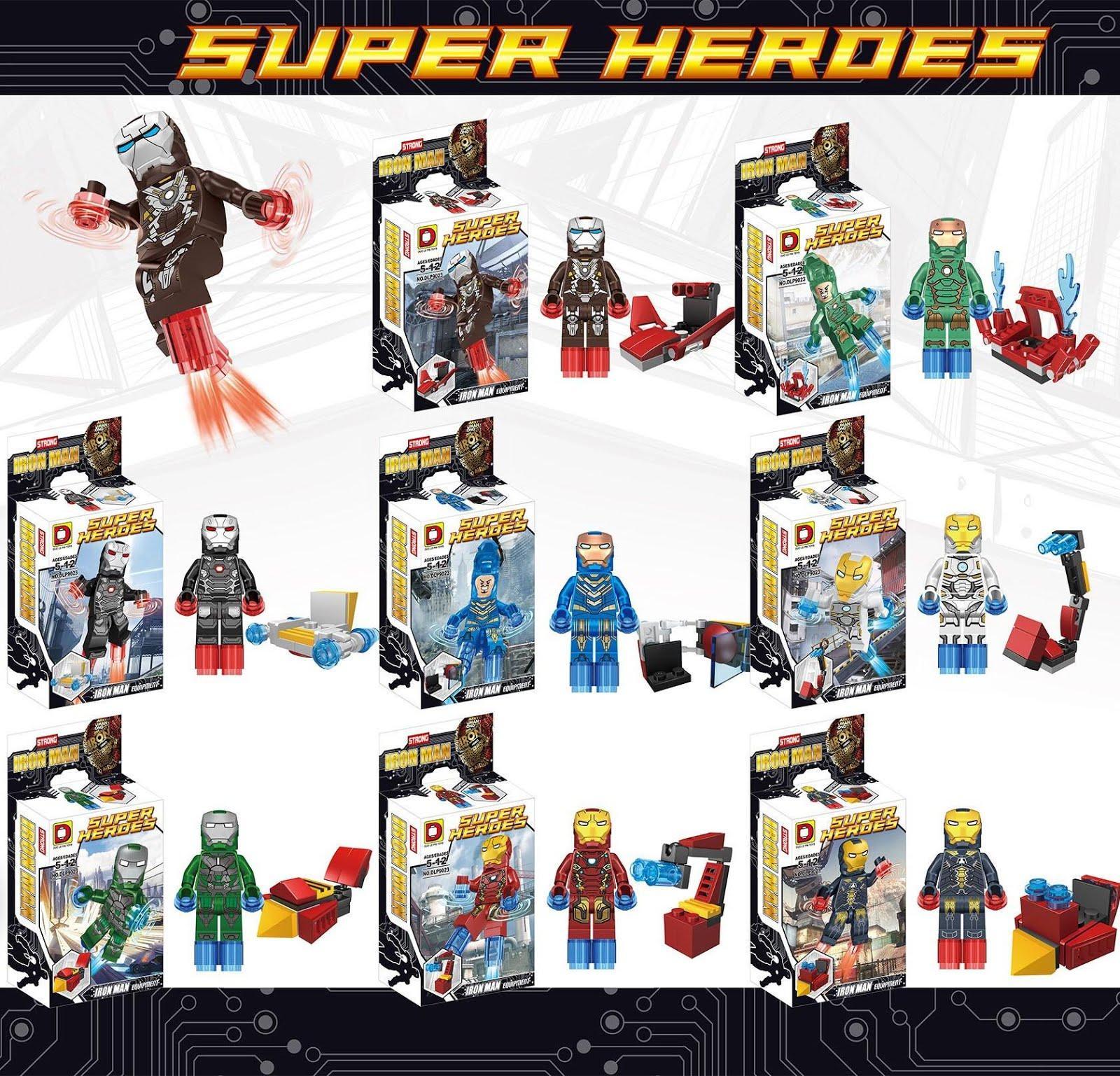 Bộ đồ chơi Người Sắt DLP9023, bộ 8 minifigure Iron Man siêu anh hùng, đồ chơi lắp ghép cho bé trai 5-12 tuổi, giá tốt