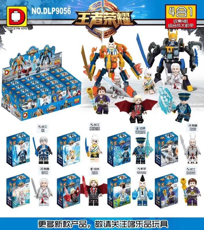 Bộ lắp ráp 8 minifigure nhân vật game Vương Giả Vinh Diệu DLP9056 cho bé trai 6 tuổi. Đồ chơi mô hình giá rẻ, lắp được 2 robot hợp thể.