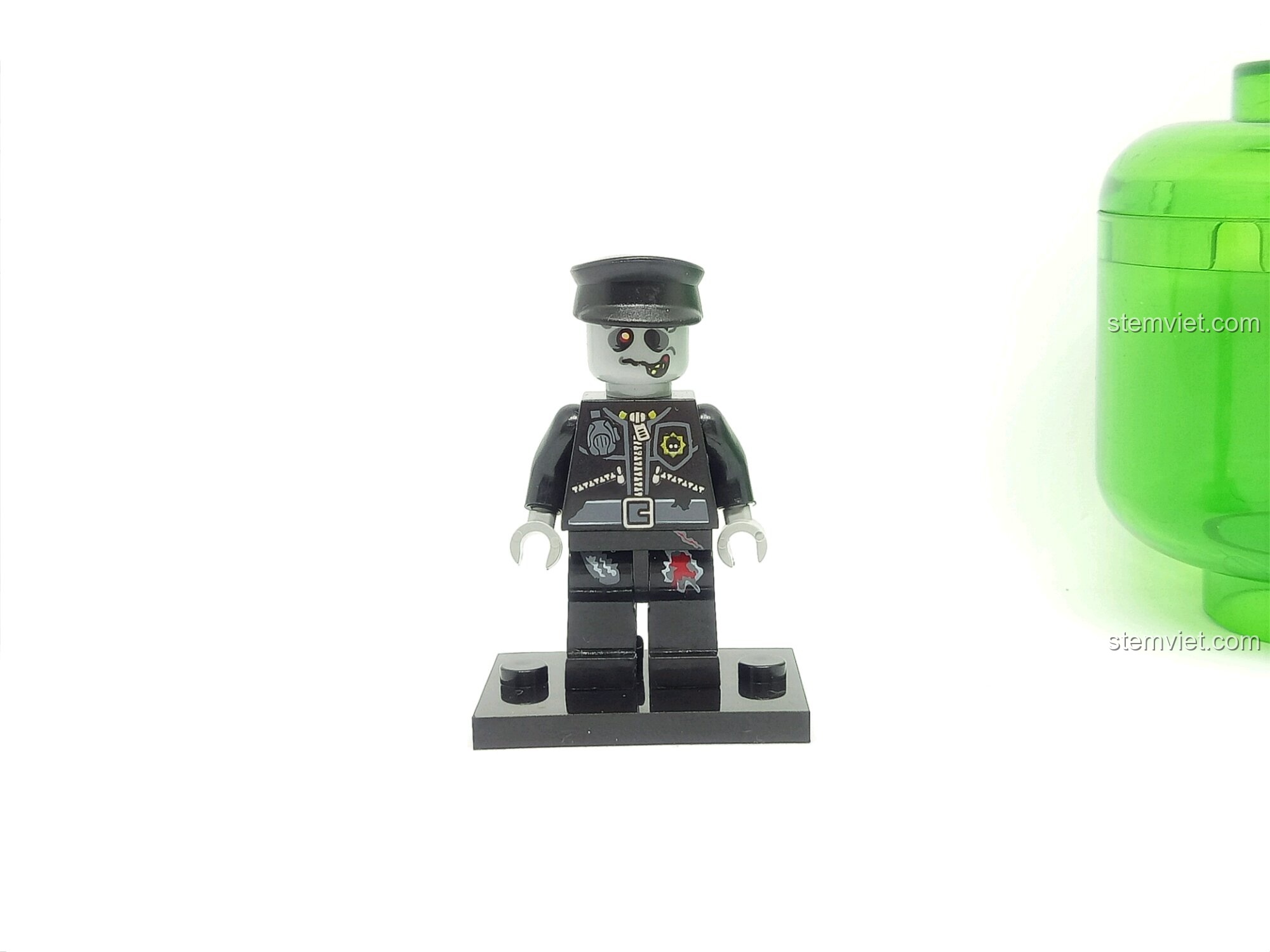 Minifigure Cảnh sát Zombie từ bộ Degao 601 Thế giới Zombie. Đồ chơi lắp ráp nhân vật cảnh sát.