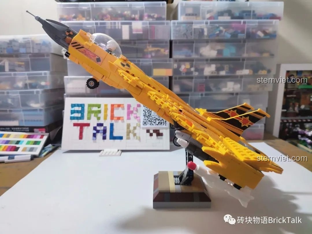 Hướng dẫn lắp ráp đế trưng bày cho đồ chơi lắp ráp Máy bay chiến đấu J-15 CAYI 2266, bước 5-8.