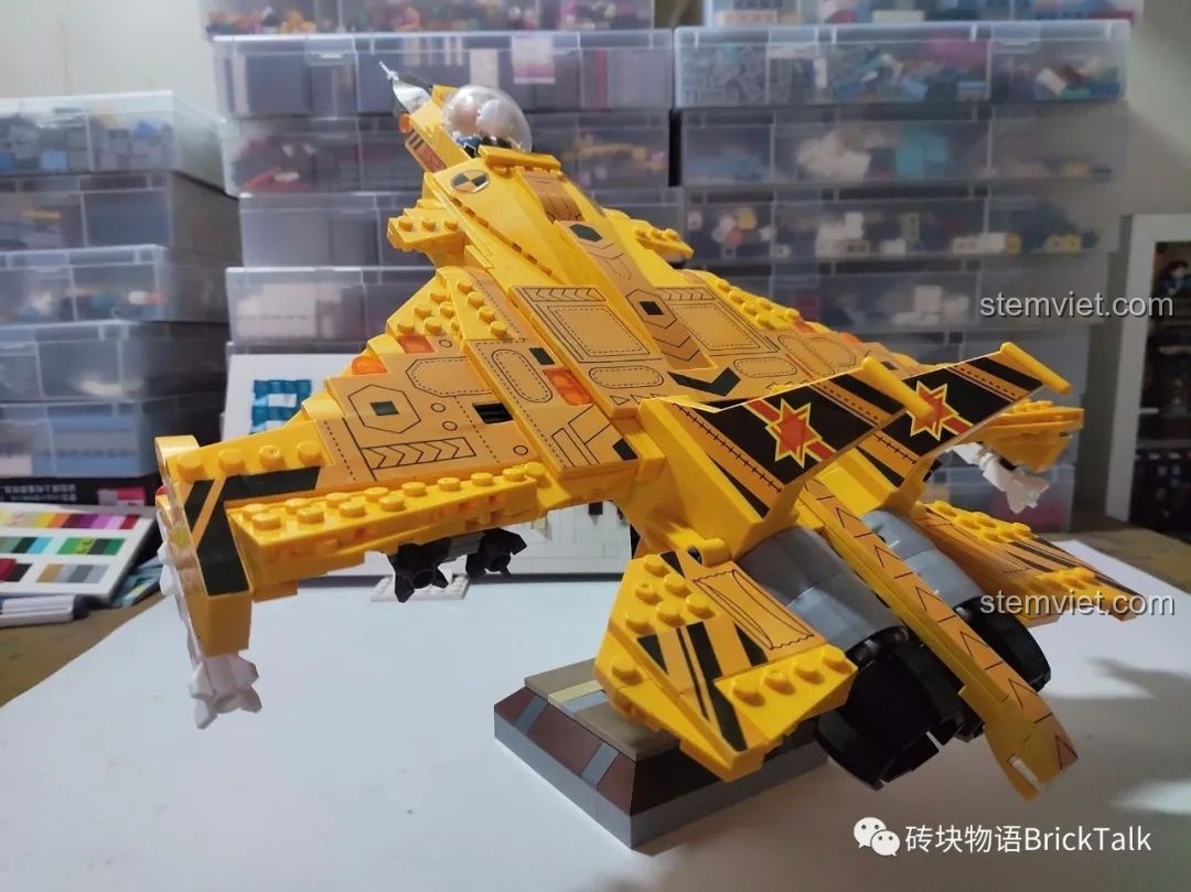 Hướng dẫn lắp ráp đế trưng bày cho đồ chơi lắp ráp Máy bay chiến đấu J-15 CAYI 2266, bước 9-12.