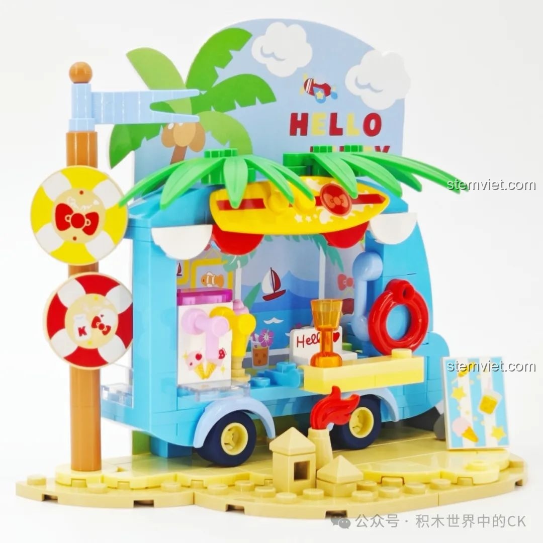 Cận cảnh chim hải âu trên ngọn cây dừa trong bộ lắp ráp TOP TOY TC2322 Mỹ Mỹ Nhật Quang.