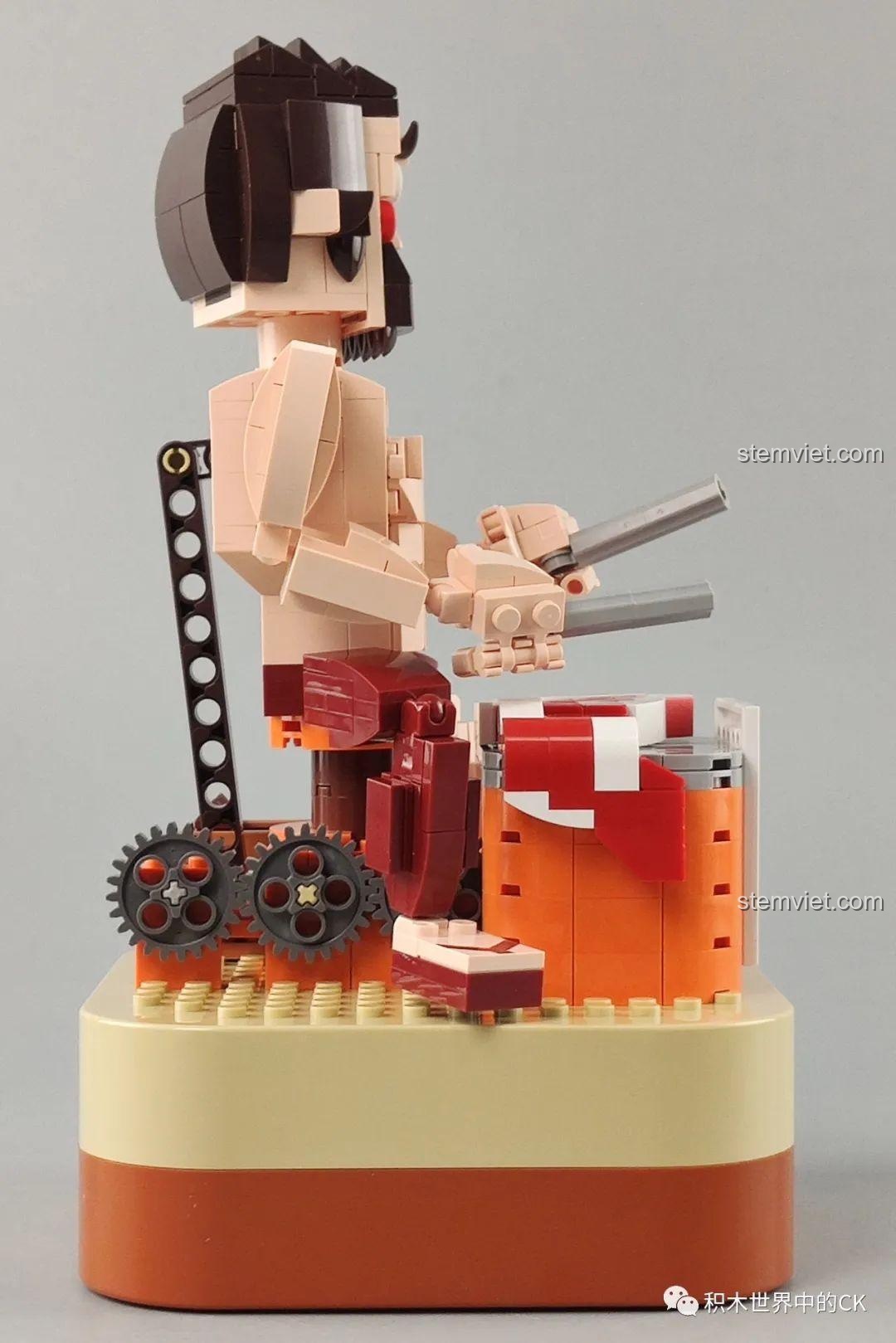 Mô hình Hộp nhạc thịt bò viên JAKI JK1801 hoàn chỉnh nhìn từ phía trước, sẵn sàng để trưng bày và phát nhạc.