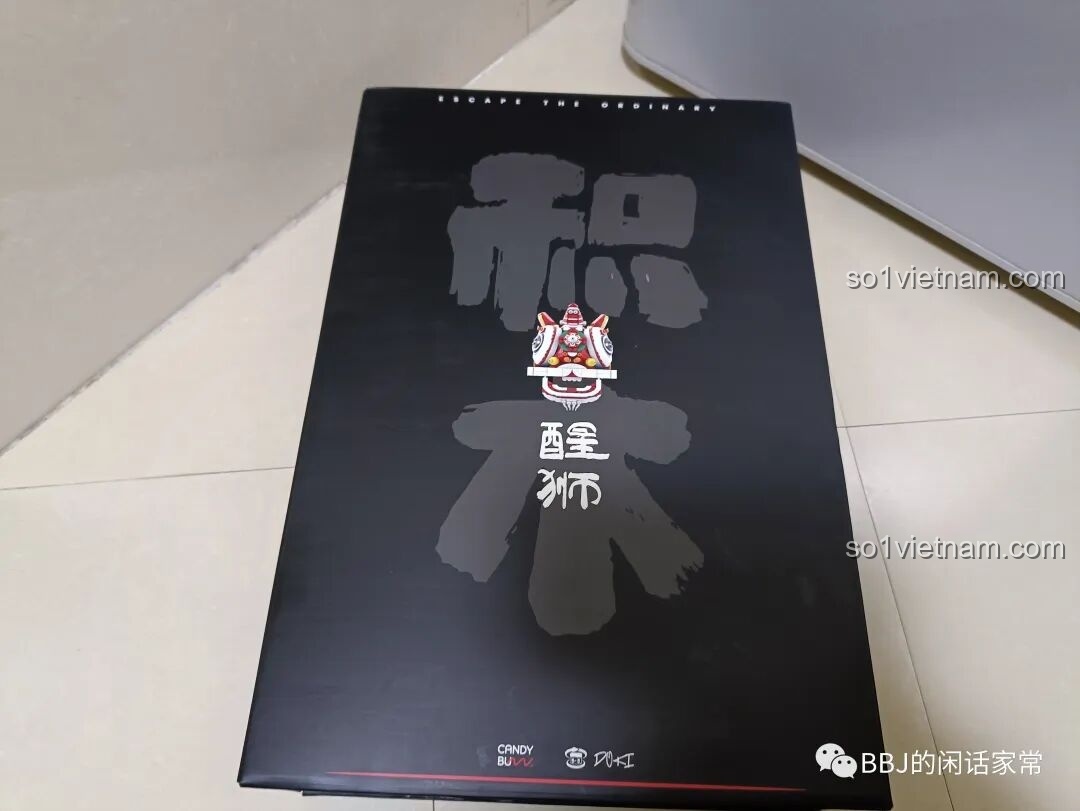 Mặt trước hộp bộ lắp ráp DOKI Sư tử đầu đội lân với chữ 