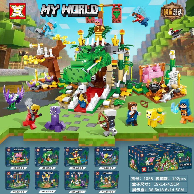 Bộ đồ chơi Bộ Lạc Cá Sấu Double Elephant 1058 Bộ Lạc Cá Sấu My World, mô hình thế giới Minecraft với nhiều minifigure và cảnh quan sinh động, đồ chơi xây dựng cho bé trai 6 tuổi, giá tốt.