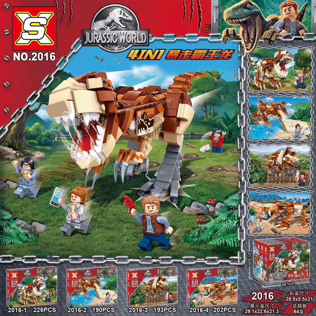 Bộ đồ chơi Khủng long Bạo Chúa 4 trong 1 Jurassic World Double Elephant 2016 với 811 mảnh ghép, phù hợp cho bé trai 6 tuổi, giá tốt.