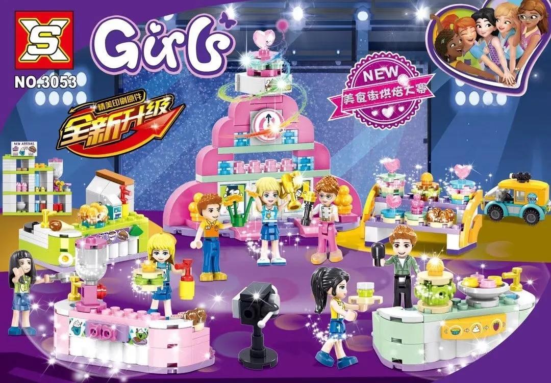 Bộ lắp ghép Cuộc Thi Nướng Bánh Phố Ẩm Thực Double Elephant 3053 cho bé gái 6 tuổi, giúp bé sáng tạo và phát triển tư duy, giá tốt.