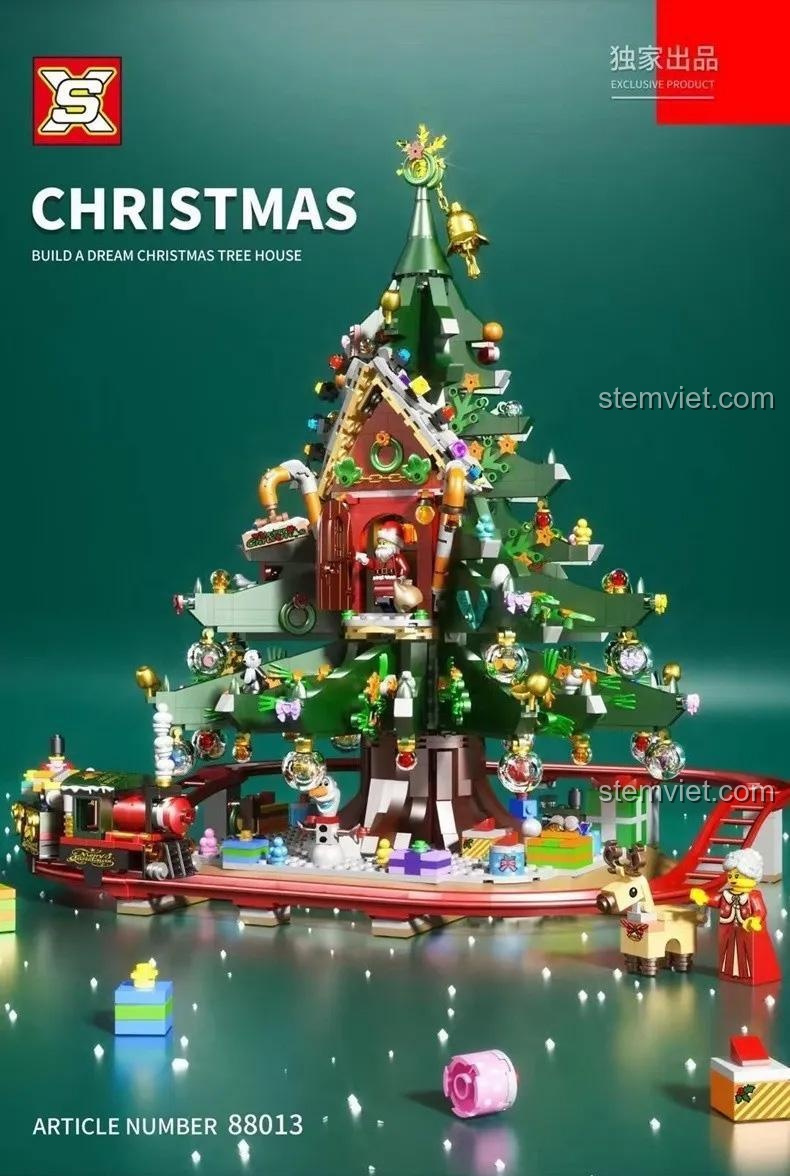 Đồ chơi xếp hình Cây thông Noel Ngôi nhà Giáng Sinh Double Elephant SX 88013 với phép màu lễ hội, chất lượng cao