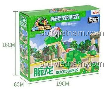 Hộp đựng Bộ Lắp Ghép Khủng Long Bạo Chúa Tên Lửa EAKI NBXJ1004 134 mảnh cho bé 6 tuổi