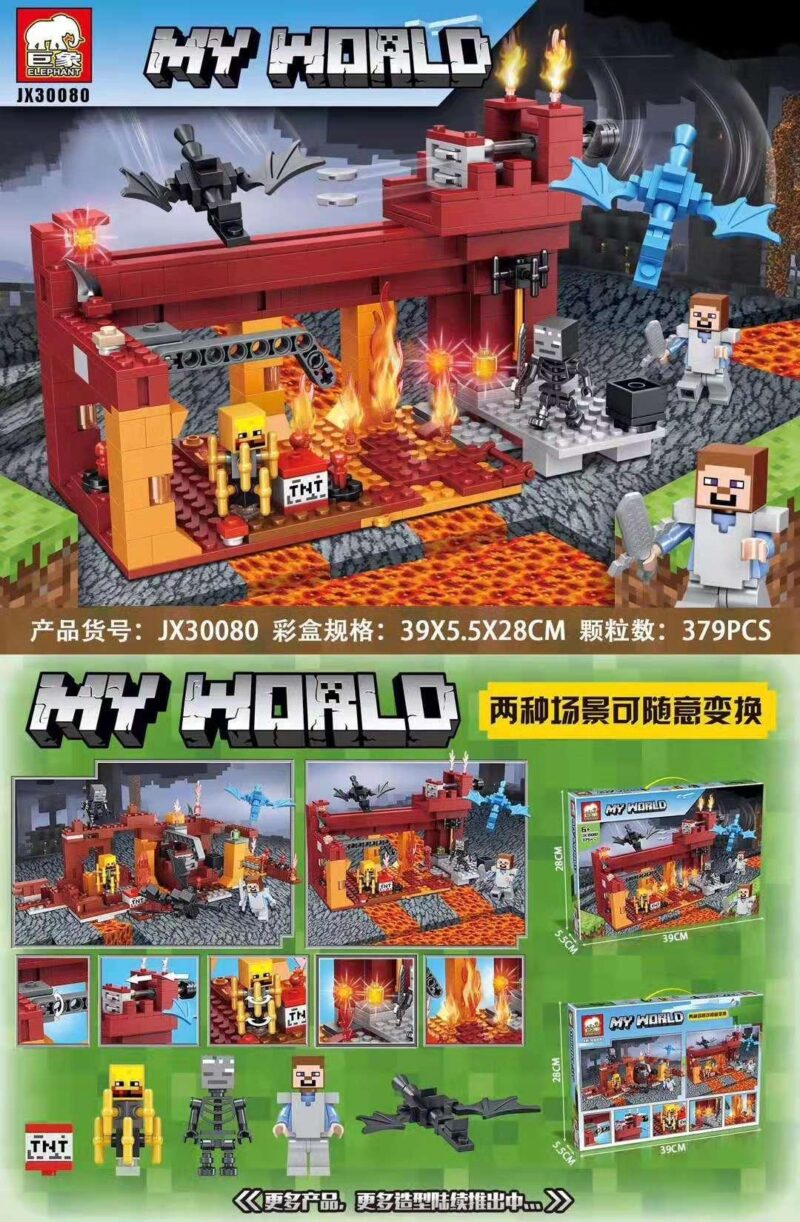 Bộ lắp ghép Thế giới Minecraft Cổng Địa Ngục Elephant JX30080, đồ chơi lắp ráp chủ đề Minecraft cho bé trai 6 tuổi, giá tốt.