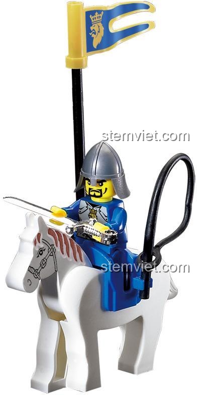 Minifigure hiệp sĩ cưỡi ngựa trong bộ lắp ghép Enlighten 1013, chi tiết tinh xảo, phù hợp bé trai 6 tuổi.