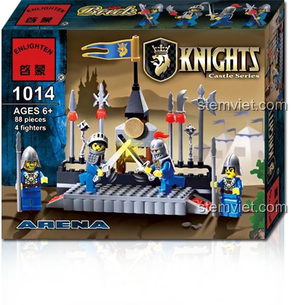 Hộp sản phẩm bộ lắp ghép Đấu Trường Hiệp Sĩ Enlighten 1014, 88 mảnh ghép, phù hợp bé trai 6 tuổi, giá rẻ.