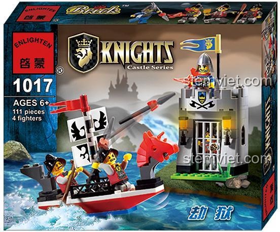 Các minifigures Hiệp sĩ và Tù nhân trong bộ lắp ráp Enlighten 1017, đồ chơi lắp ráp Hiệp sĩ cho bé trai 6 tuổi, giá rẻ.