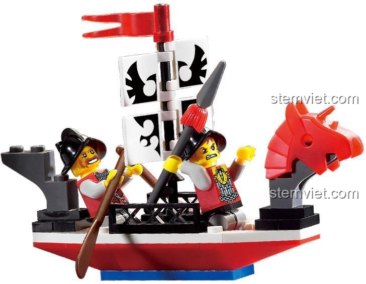 Đồ chơi lắp ráp Enlighten 1017 Lâu đài Hiệp sĩ và Thuyền chiến trong cảnh hành động, bộ xếp hình ngục tù cho bé trai 6 tuổi, chất lượng cao.