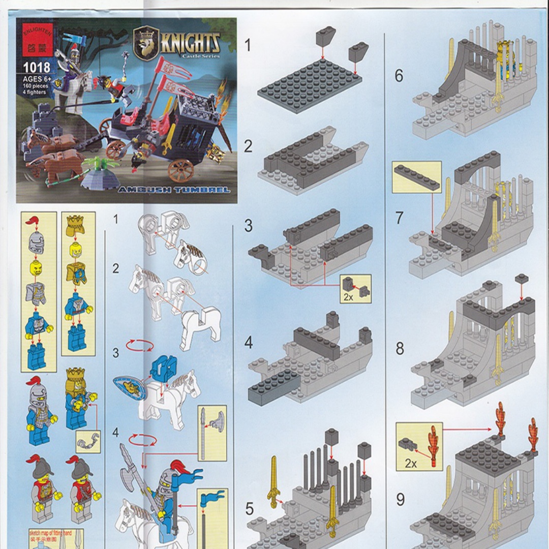 Xe Tù Binh Hiệp Sĩ Enlighten 1018 hướng dẫn lắp ráp Mô Hình Xe Tù Binh Trung Cổ PDF gốc chất lượng cao