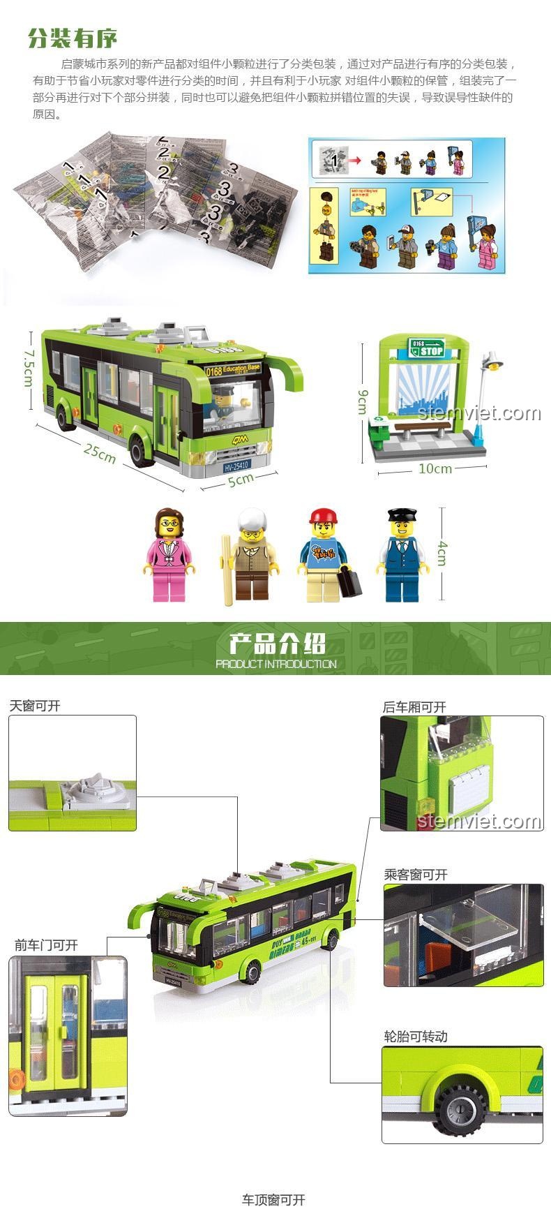 So sánh kích thước xe buýt thành phố Enlighten 1121 với chai nước