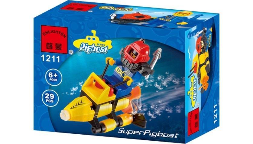 Hộp đồ chơi ENLIGHTEN 1211 Tàu ngầm lặn biển với 1 minifigure thợ lặn, 29 mảnh ghép, phù hợp cho bé trai 6 tuổi