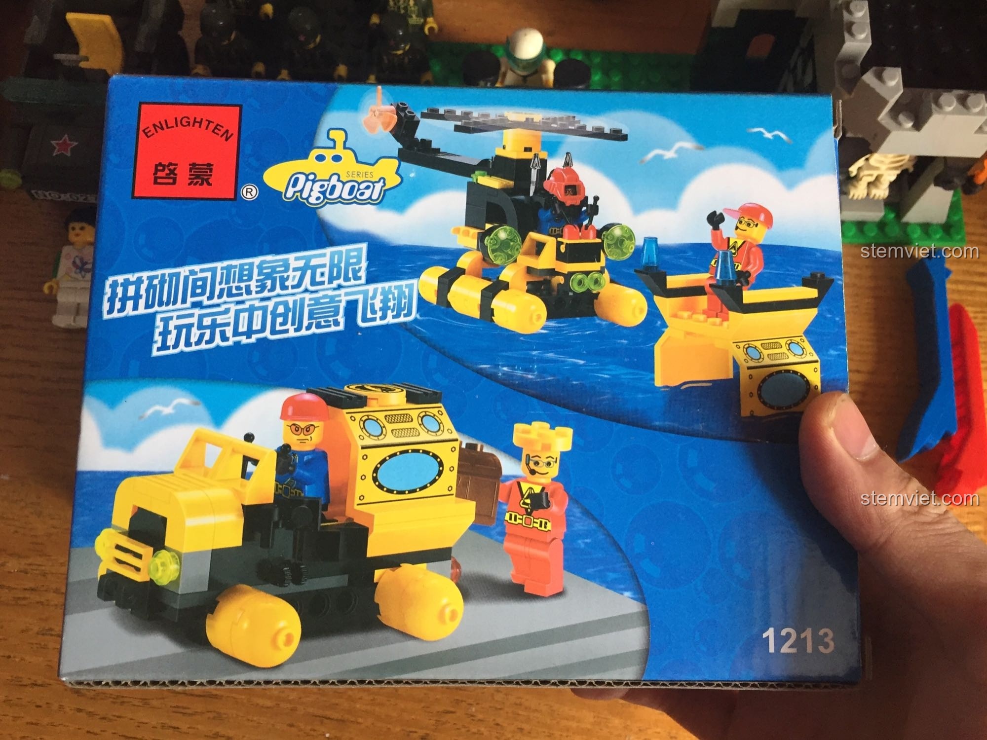 Mặt sau hộp đồ chơi ENLIGHTEN 1213 giới thiệu các mô hình khác.