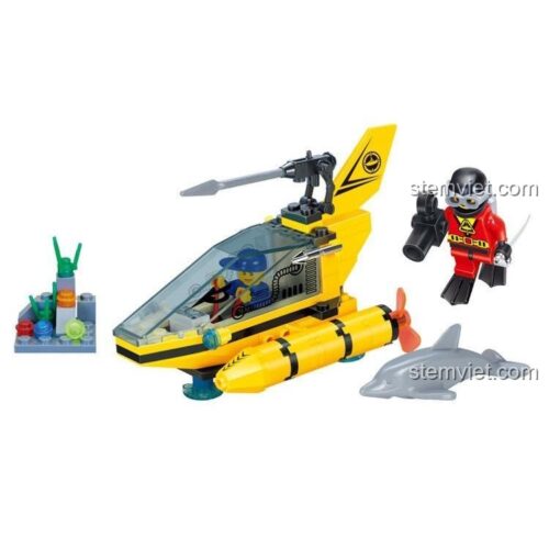 Bên trong hộp đồ chơi xếp hình Enlighten 1215 gồm các túi chi tiết và giấy hướng dẫn lắp ráp.