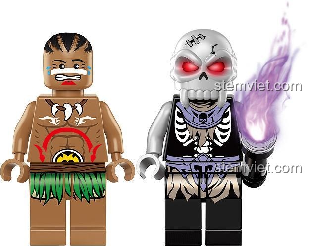 Minifigure của bộ đồ chơi mô hình Quái Vật Nhện Độc Enlighten 1301, nhân vật hải tặc và thổ dân cho bé trai 6 tuổi.