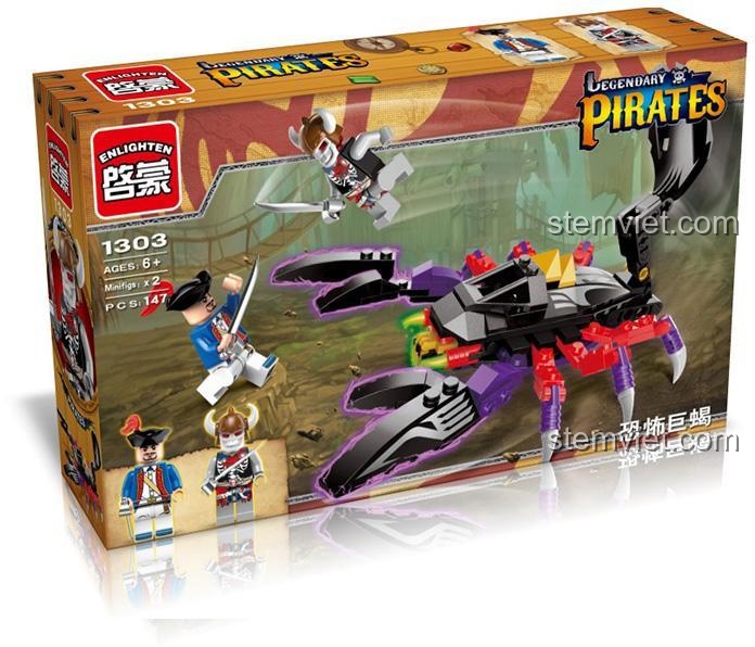 Hộp đồ chơi bộ lắp ghép Enlighten 1303 Bọ Cạp Khổng Lồ, đồ chơi lắp ráp Hải Tặc Huyền Thoại QMAN, đồ chơi mô hình Quái Vật Biển Khổng Lồ Keeppley, bộ xếp hình Bọ Cạp Hải Tặc giá bình dân.