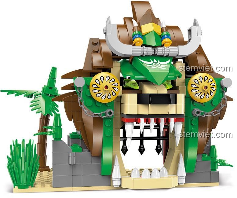 Mô hình nhà tù sư tử Enlighten 1308 chi tiết, thể hiện thiết kế độc đáo của căn cứ hải tặc, đồ chơi mô hình.