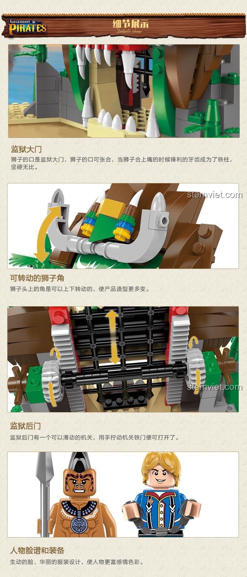 Truyện tranh thứ hai về bộ lắp ghép Ngục tù Hải Tặc Enlighten 1308, thể hiện các cảnh chơi và tương tác của minifigure, đồ chơi mô hình.