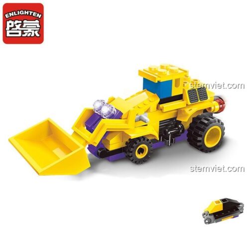 Xe xúc lật biến hình Enlighten 1401-6, bộ lắp ghép cho con trai 6 tuổi, chất lượng cao, có thể kết hợp 7 trong 1