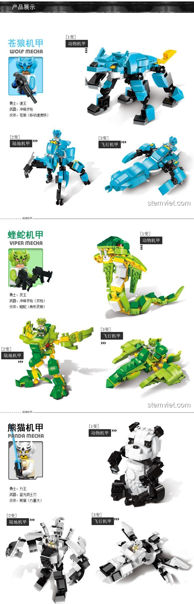 Thông số kỹ thuật Robot Biến Hình Enlighten 1403-1 Khoa Xà Cơ Giáp, bộ khối lắp ghép Robot Chiến Đấu cho bé trai.