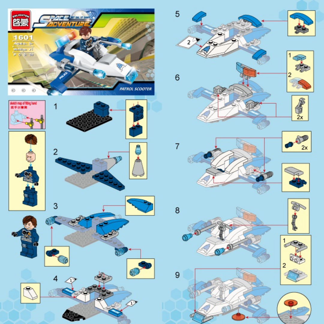 Bộ Lắp Ráp Phi Thuyền và Xe Mô Tô Không Gian Space Adventure Enlighten 1601 sách lắp ghép Enlighten 1601 Phi thuyền không gian