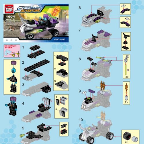 Bộ Lắp Ráp Phiêu Lưu Không Gian 4 Mẫu Enlighten 1604 / Phi thuyền không gian Enlighten 1604 / hướng dẫn lắp ghép Enlighten 1604 Máy bay không gian