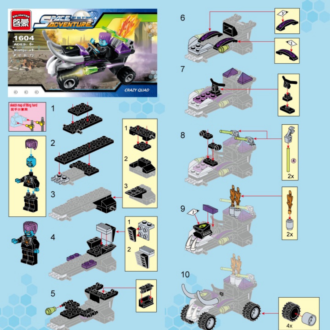 Bộ Lắp Ráp Phiêu Lưu Không Gian 4 Mẫu Enlighten 1604 / Phi thuyền không gian Enlighten 1604 / hướng dẫn lắp ghép Enlighten 1604 Máy bay không gian