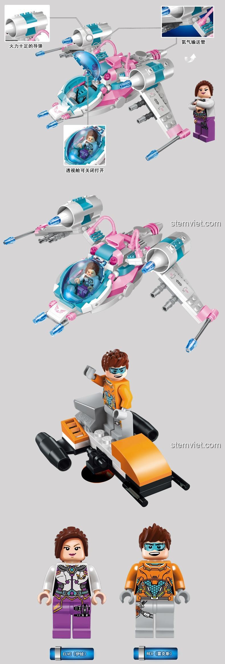 Thông số kỹ thuật chi tiết của bộ lắp ráp Enlighten 1607 Phi thuyền Phượng Hoàng, bao gồm số mảnh, độ tuổi và kích thước hộp.