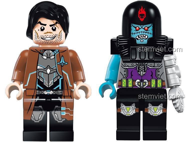 Hai minifigure SPIKE và JK từ bộ lắp ghép Enlighten 1610, chi tiết tinh xảo, phù hợp cho bé trai 6 tuổi.