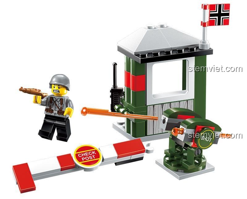 Đồ chơi lắp ráp Lính quân đội Enlighten 1702 với xe mô tô có khớp cử động linh hoạt, chi tiết cao, dành cho bé trai 6 tuổi.