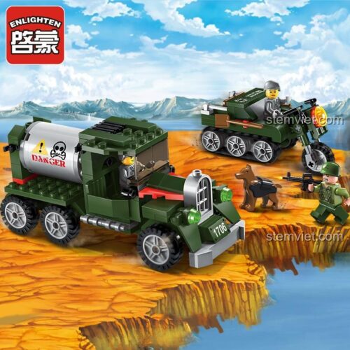 Đồ chơi mô hình Enlighten 1706 Đội chặn bắt vận tải, bộ xếp hình quân sự cho bé trai 6 tuổi, chất lượng cao.