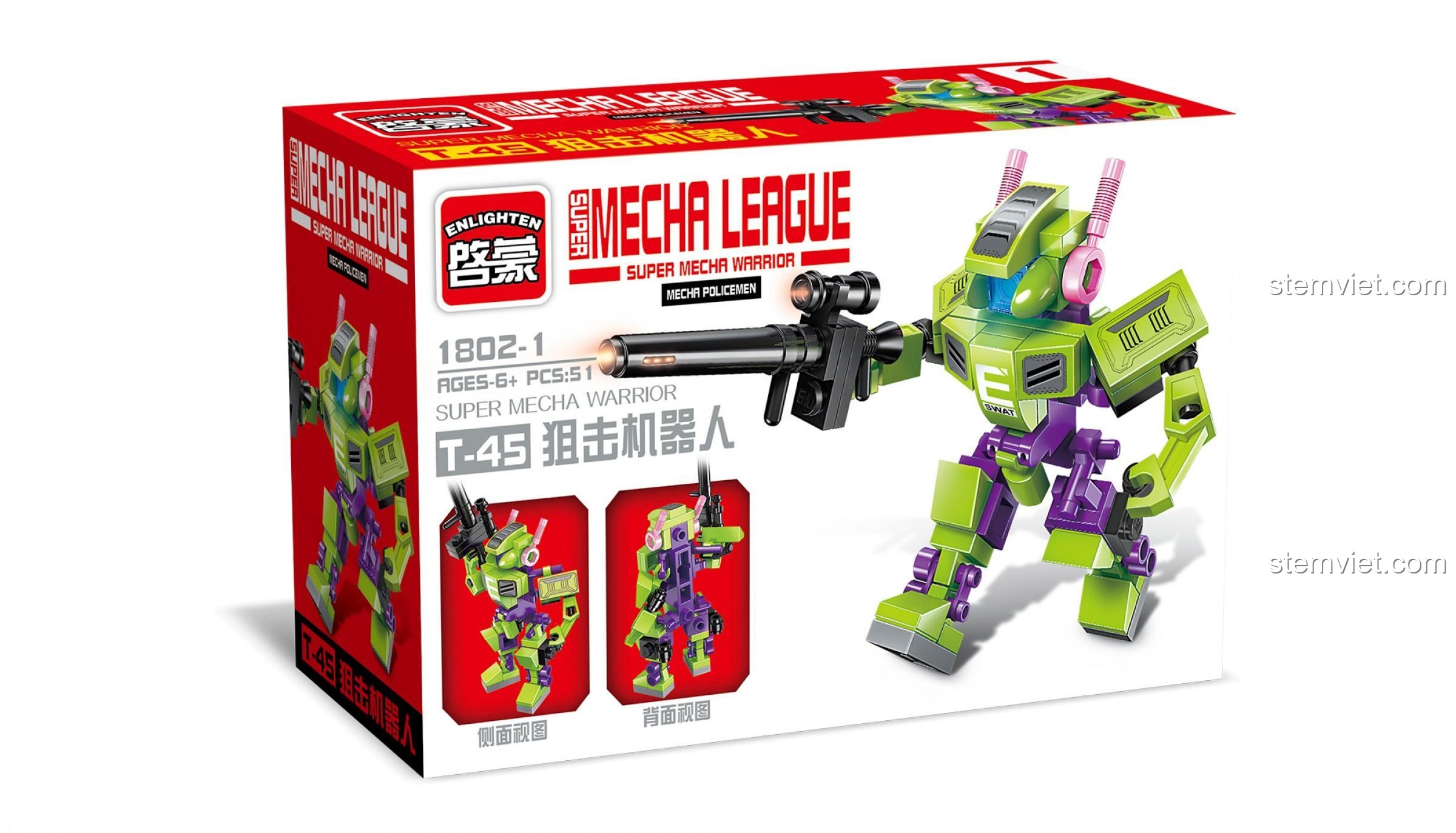 Hộp bộ lắp ghép Robot Bắn Tỉa T-45 QMAN 18021 đồ chơi lắp ráp robot cảnh sát chất lượng cao