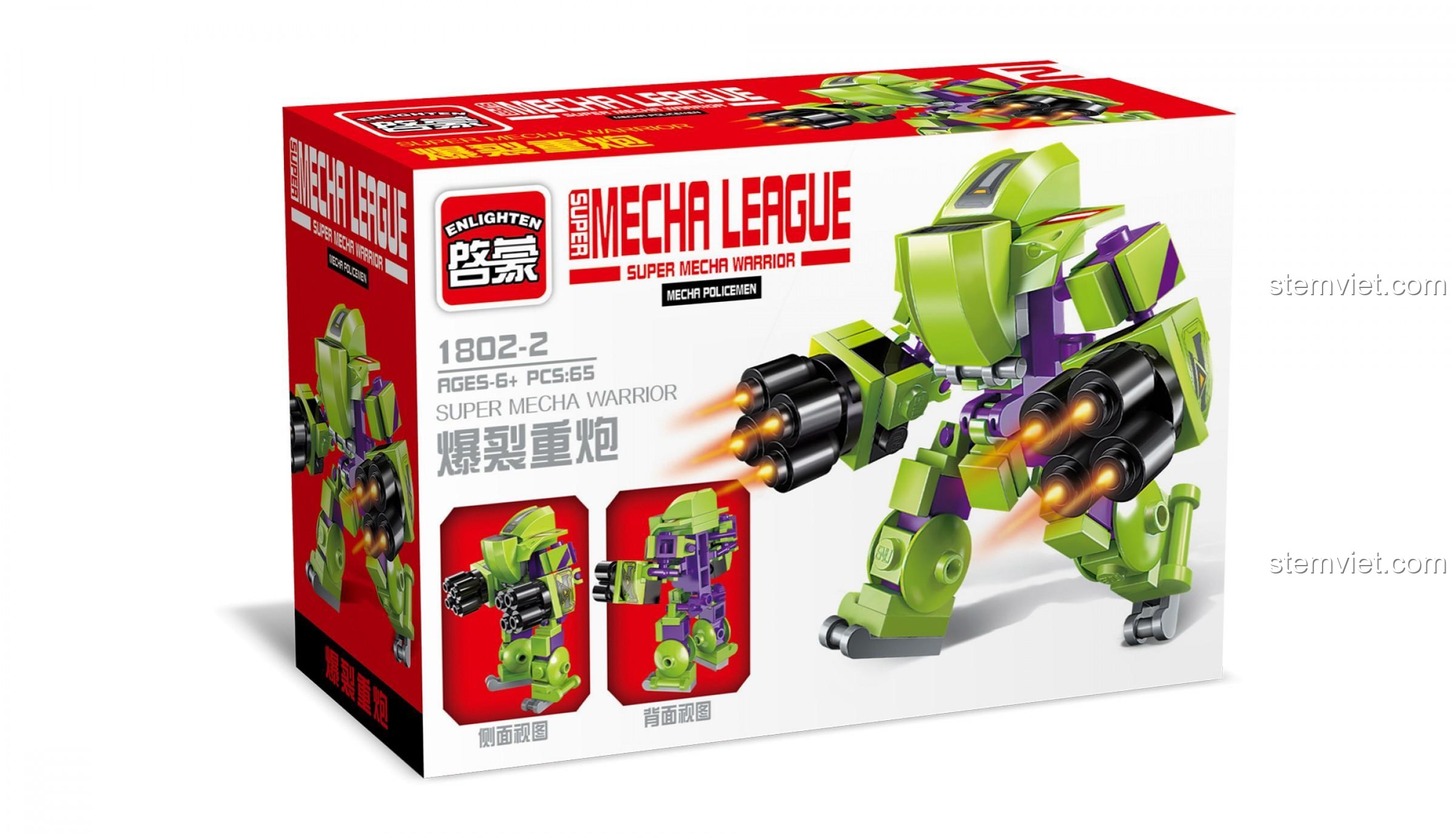 Hộp đồ chơi Enlighten 1802-2 Robot Pháo Nặng, bộ lắp ghép Robot Chiến Đấu, thể hiện khả năng biến hình, giá tốt cho bé trai.