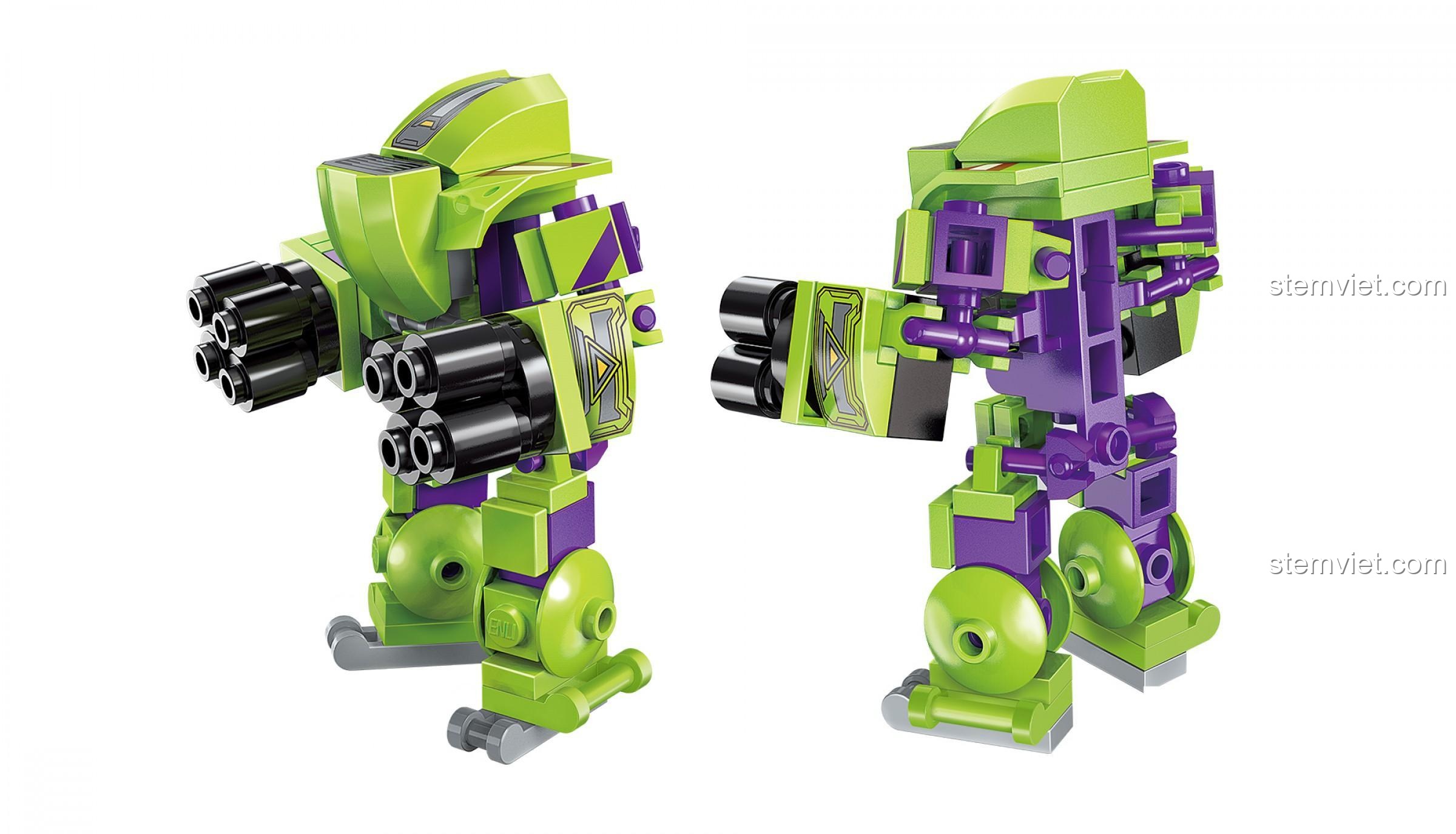 Hai mẫu robot nhỏ từ bộ đồ chơi Enlighten 1802-2, đồ chơi mô hình Robot Hợp Thể, chi tiết sắc nét, đáng tiền.