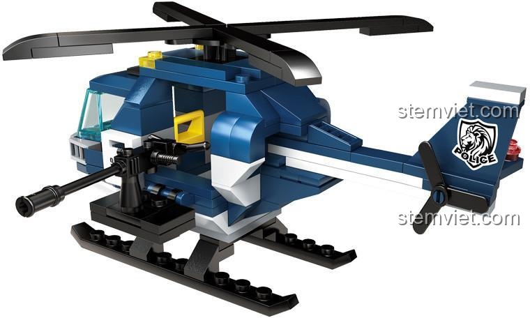 Mô hình trực thăng cảnh sát Enlighten 1905 từ bộ đồ chơi lắp ráp Biệt Đội Cảnh Sát: Tay Bắn Tỉa, chi tiết sắc nét, chất lượng cao.