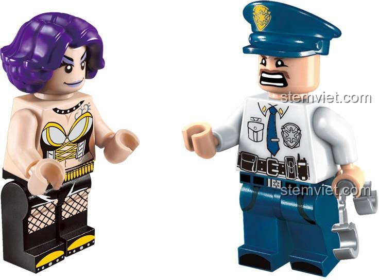 Hai minifigure trong bộ đồ chơi Qman 1906, cảnh sát và tội phạm, đồ chơi mô hình Enlighten