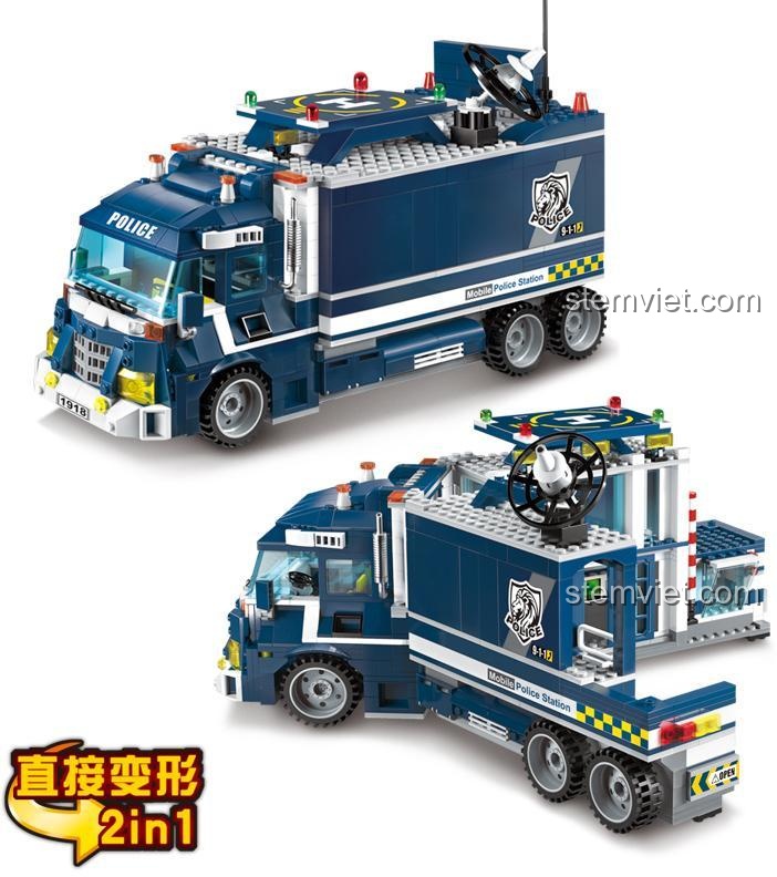 7 minifigure cảnh sát và tội phạm trong bộ lắp ráp Enlighten 1918 Trụ sở Đặc nhiệm Di động, chi tiết tinh xảo, tăng cường trải nghiệm nhập vai cho bé trai 6 tuổi