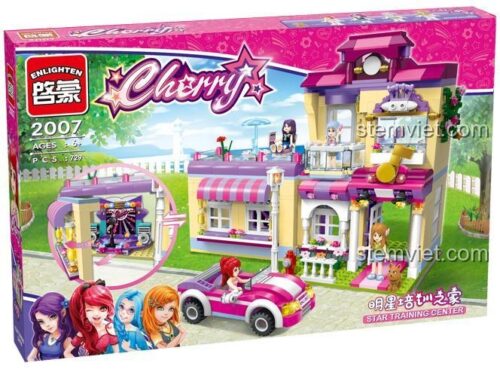 Hộp đồ chơi xây dựng Nhà Đào Tạo Ngôi Sao Enlighten 2007 Cherry, 729 mảnh ghép, dành cho bé gái 6 tuổi, chất lượng cao.